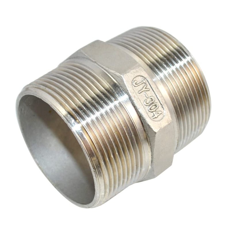 DAN SPEED Hex Nipple 2" Male x 2" Male 304 Stainless Steel threaded Pipe Fitting NPT (2 inch) - Image 1